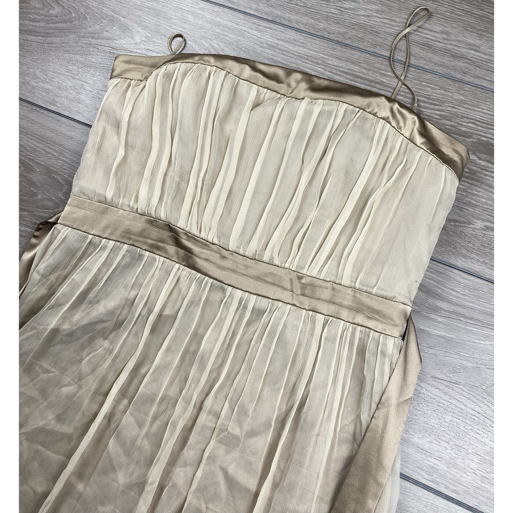 Jenny Yoo Collection Women's Silk Strapless Pleated Party Dress Gold 14 New Read